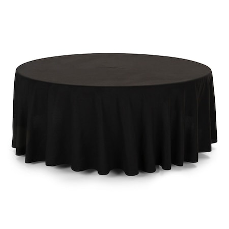 Atlas Commercial Products 120" Round Polyester Tablecloth, Black PY-120R-03